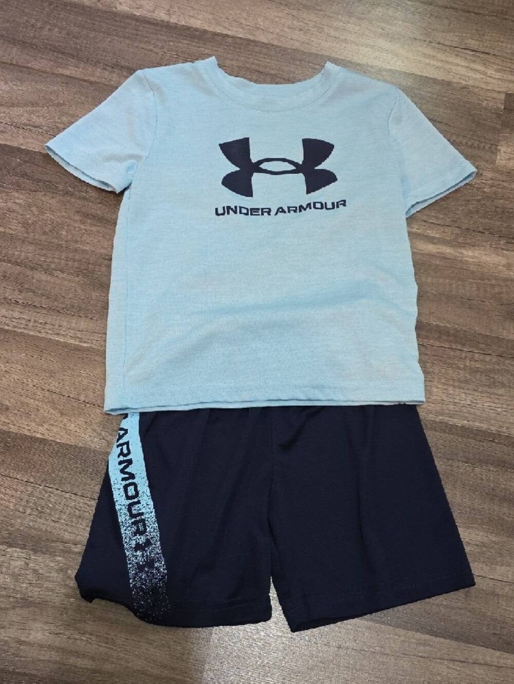 Under Armour Boys Shirt And Shorts Set with Light Blue Accent